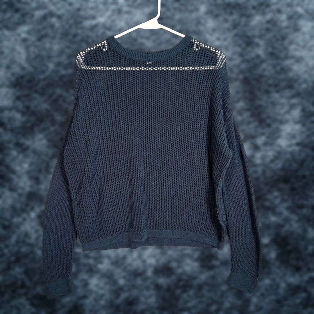 Uniqlo Uniqlo Womens Large Blue Open-Knit Sweater Pullover Linen Blend Size L / US 10 / IT 46 - 1 Thumbnail