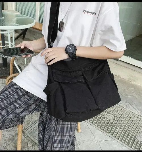 Vintage Vintage Simple Many Pockets Canvas Shoulder Bag🔥🔥🔥 Size ONE SIZE - 2 Thumbnail