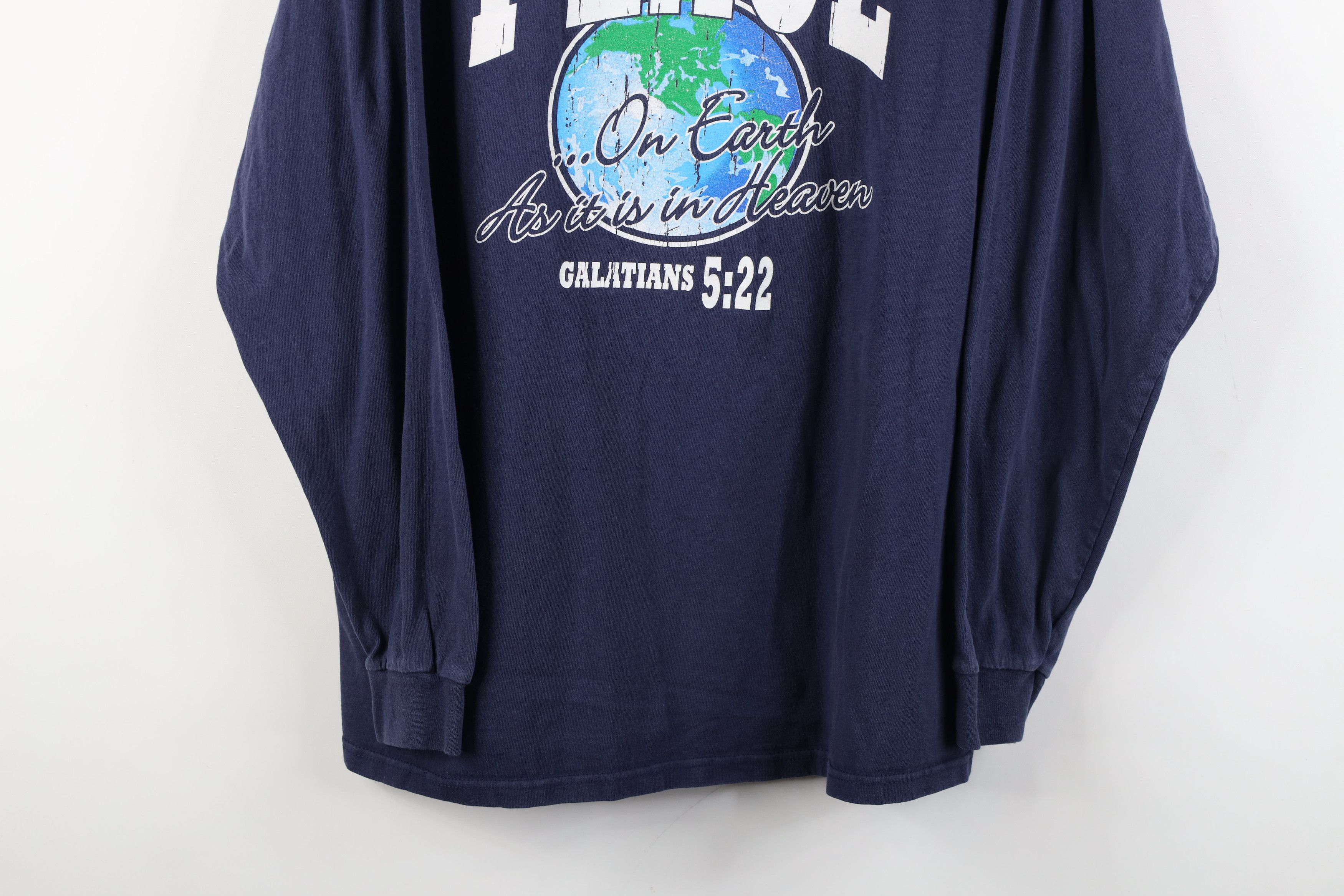 Vintage Vintage 90s Y2K Christian Peace On Earth Long Sleeve T-Shirt Size US L / EU 52-54 / 3 - 3 Thumbnail