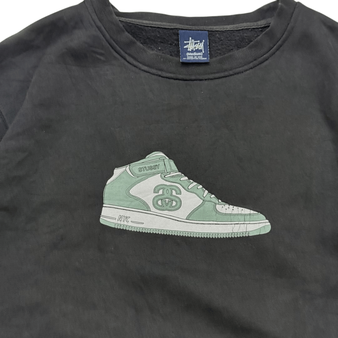 RARE🔥 VTG 90S STUSSY X NIKE AF1 SWEATSHIRT DISTRESSED FADED