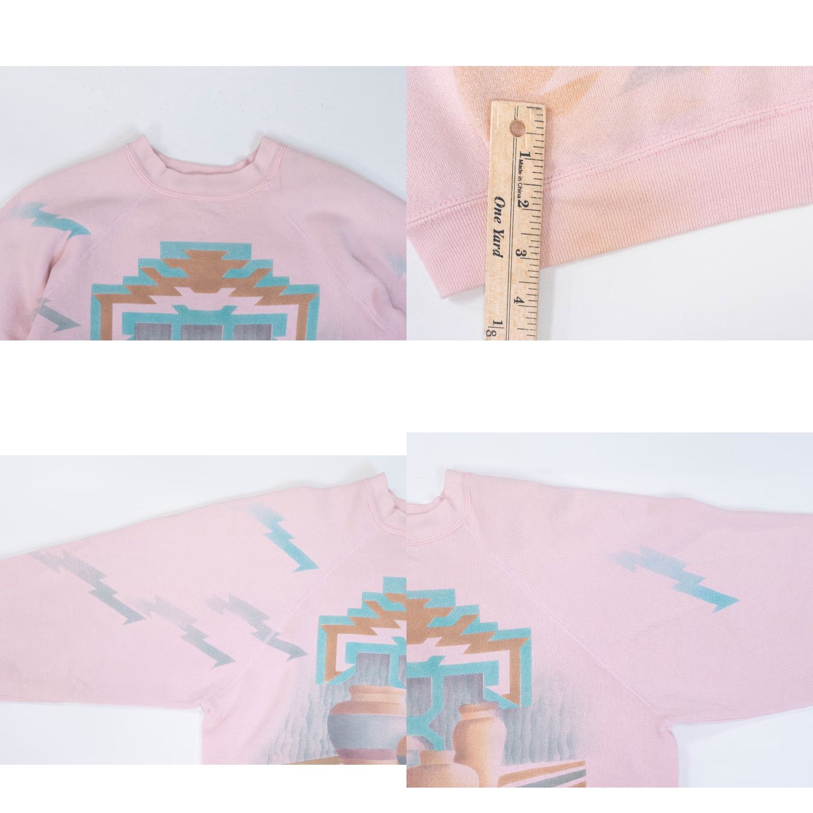 Pinko VINTAGE Sweats Appeal Sweatshirt Women Boxy Geometric Aztec Long Sleeve Purple Green 80s 90s USA USA Womens Ladies Size L Runtime: 1 Size L / US 10 / IT 46 - 8 Thumbnail
