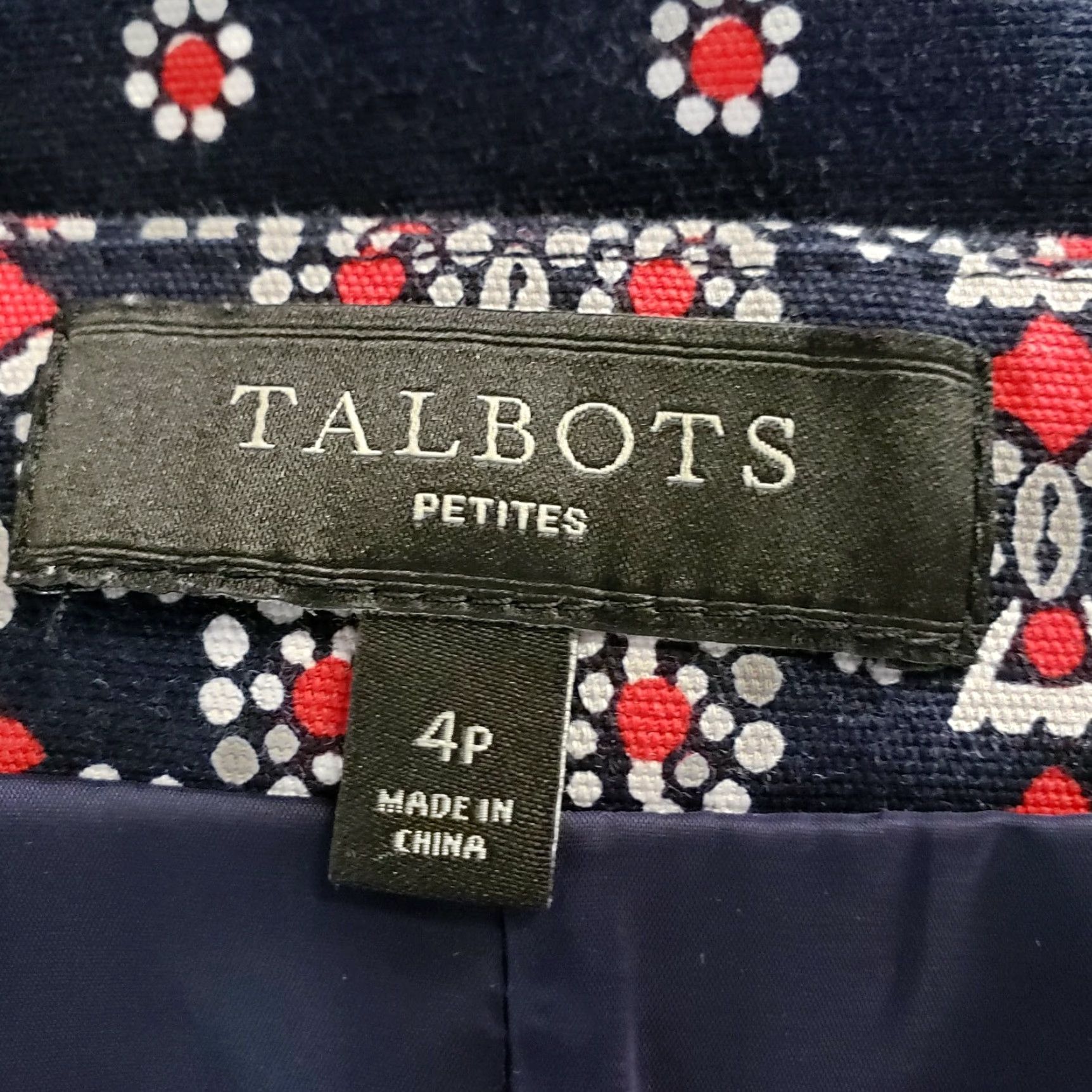 Talbots Talbots Womens Pencil Skirt Petites 4P Blue Bandana Print Side Zip Cotton Blend Size 27" / US 4 / IT 40 - 4 Thumbnail