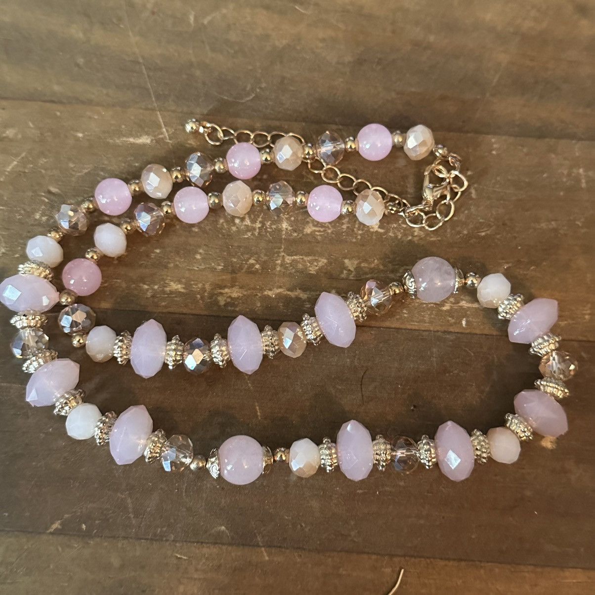 Other Rose Quartz and clear crystal bead necklace and earrings set Size ONE SIZE - 4 Thumbnail