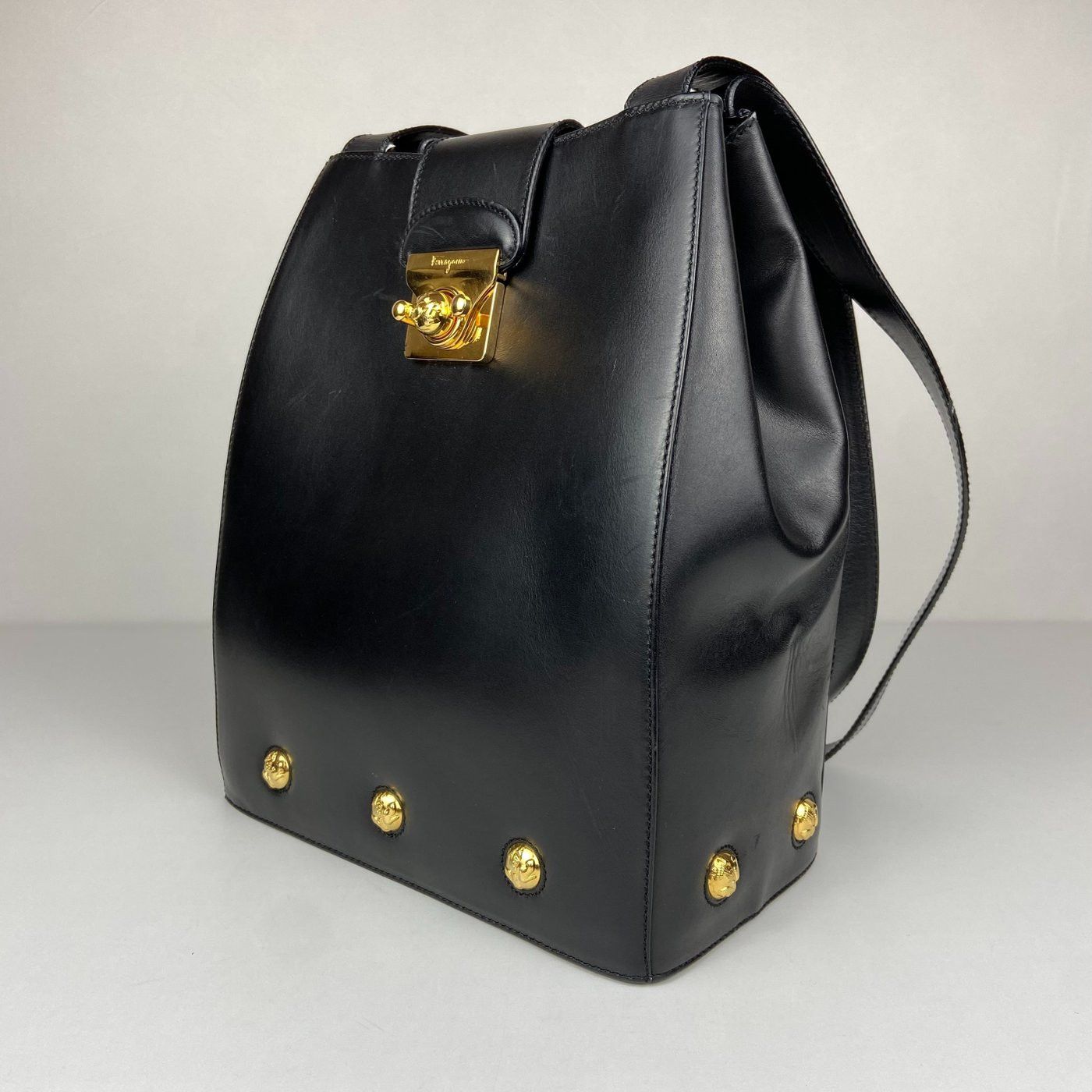 Salvatore Ferragamo Salvatore Ferragamo Gancini Black Bucket Shoulder Bag Size ONE SIZE - 2 Thumbnail
