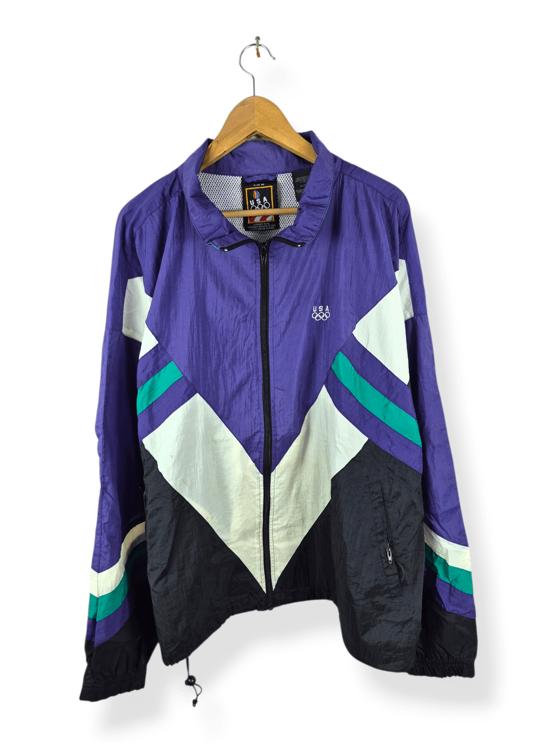 USA Olympics 🔥 JC Penney USA Olympics Windbreaker Nylon Zipper Jacket Size US XL / EU 56 / 4 - 1 Thumbnail