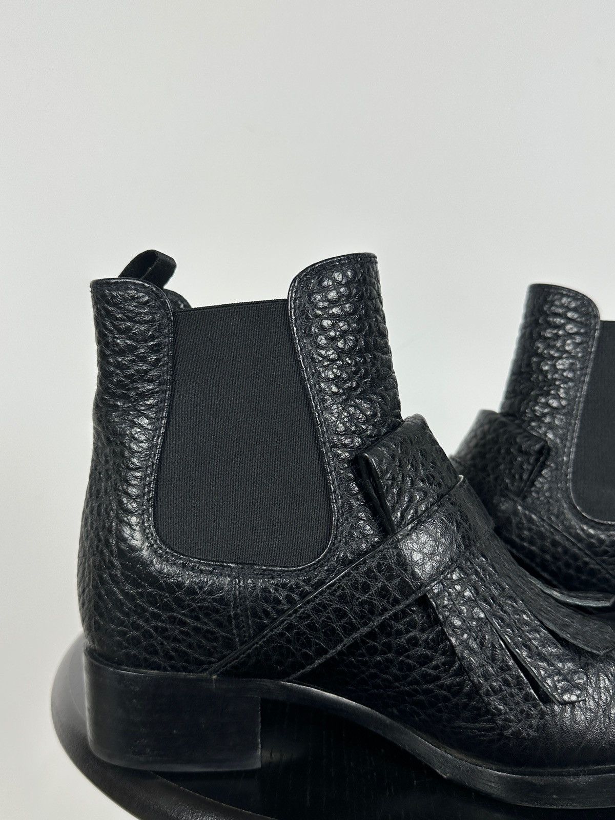 Prada Prada Black Leather Buckle Fringe Chelsea Ankle Boots Size US 6.5 / IT 36.5 - 20 Thumbnail