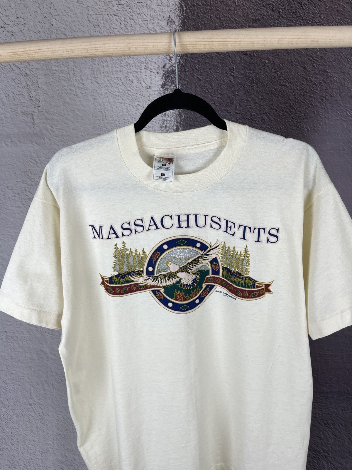 Vintage FotL vintage 90s Massachusetts big logo single stitch tee Size US L / EU 52-54 / 3 - 8 Thumbnail
