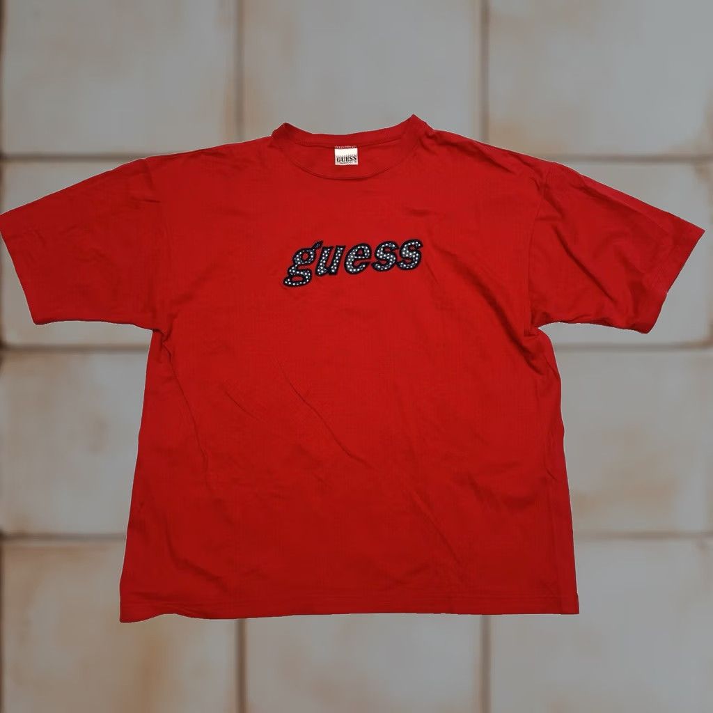 Guess VINTAGE GUESS Women's T-Shirt Red Embroidered Crew Neck Short Sleeve USA 90s M Size M / US 6-8 / IT 42-44 - 1 Thumbnail