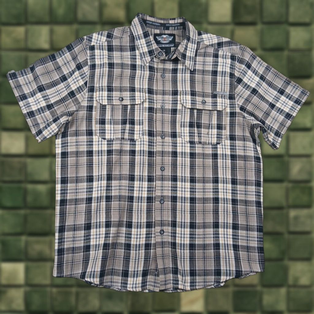 Harley Davidson Harley Davidson Button Up Shirt Mens XL Extra Large Brown Plaid Size US XL / EU 56 / 4 - 1 Thumbnail