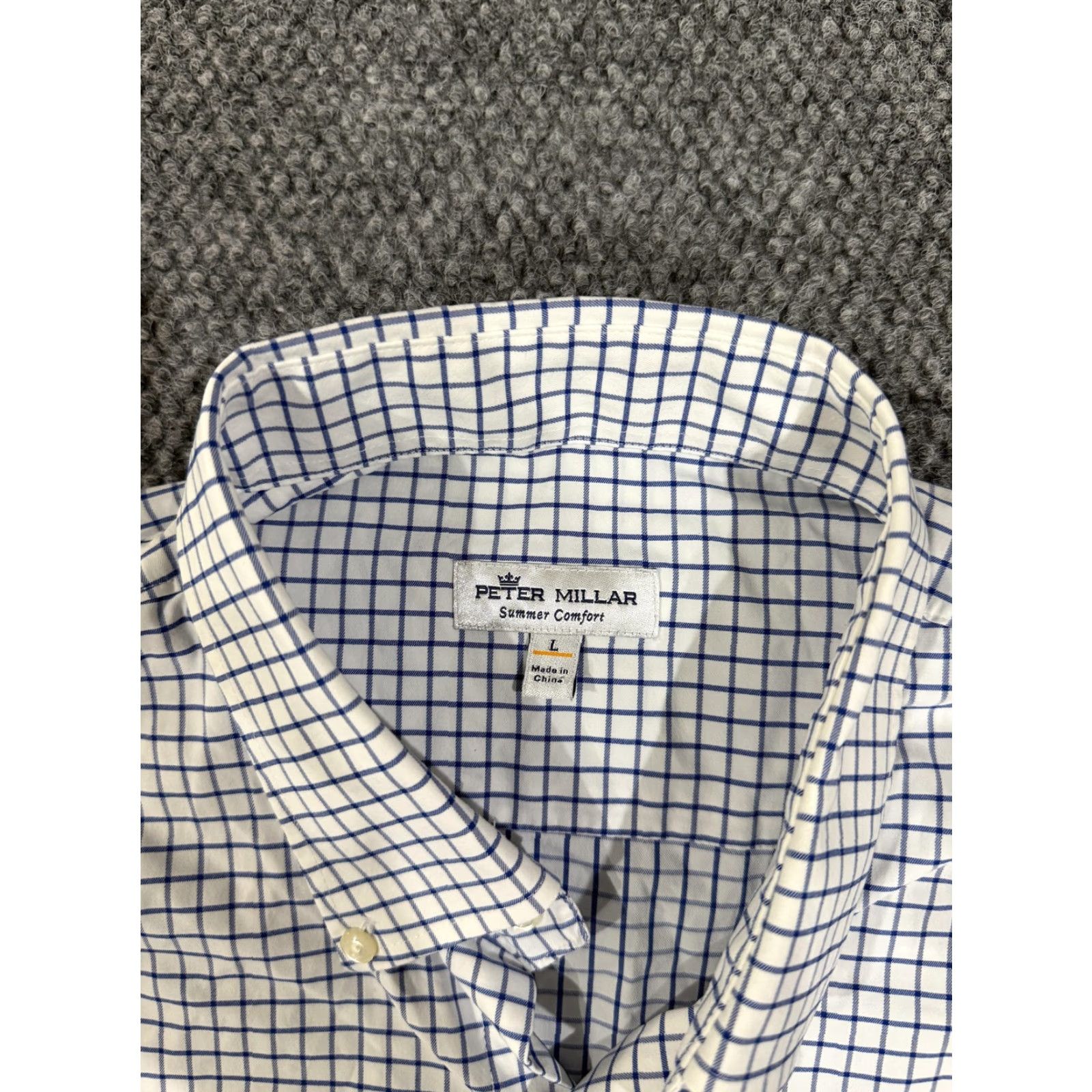 Peter Millar Peter Millar Shirt Mens Large White Blue Check Long Sleeve Button Down Stretch Size US L / EU 52-54 / 3 - 4 Thumbnail