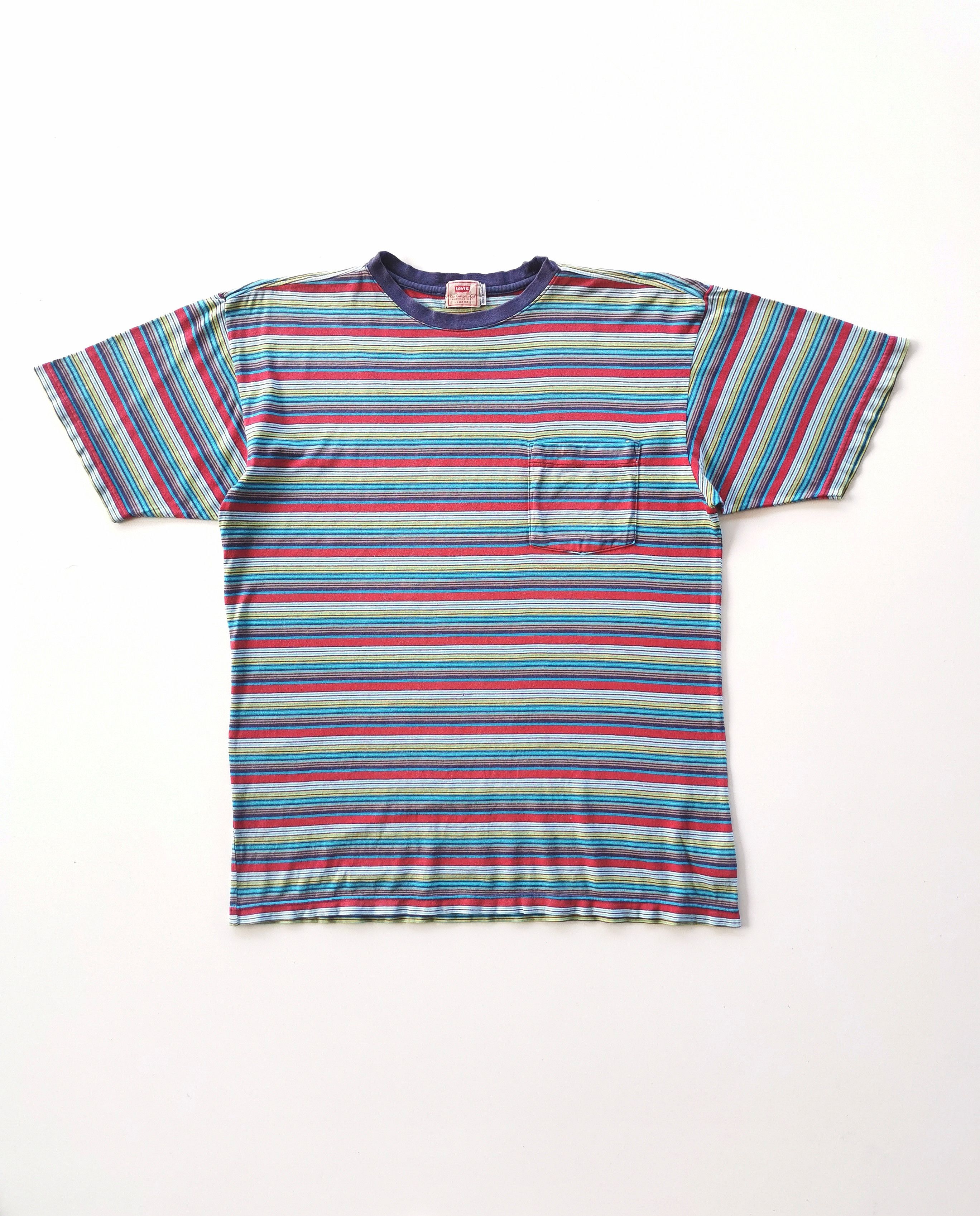 Levi's Vintage Levis Rainbow Stripe Pocket Tshirt Size US L / EU 52-54 / 3 - 1 Thumbnail