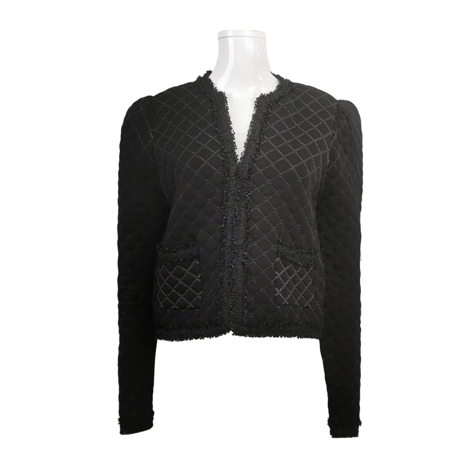 Sandro Sandro Solid Diamond Lattice Long-Sleeve Coat Size L / US 10 / IT 46 - 1 Thumbnail
