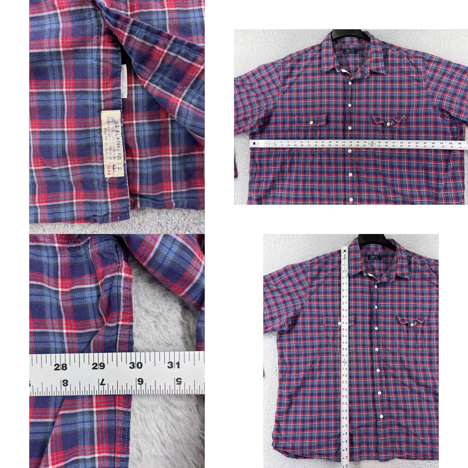 Ralph Lauren Ralph Lauren Shirt Mens 3XL Plaid Button-Up Navy Blue Red Pocket Casual Business Formal Travel Workwear Wrinkle-Resistant Easy Care Pockets Mens Size US XXL / EU 58 / 5 - 8 Thumbnail
