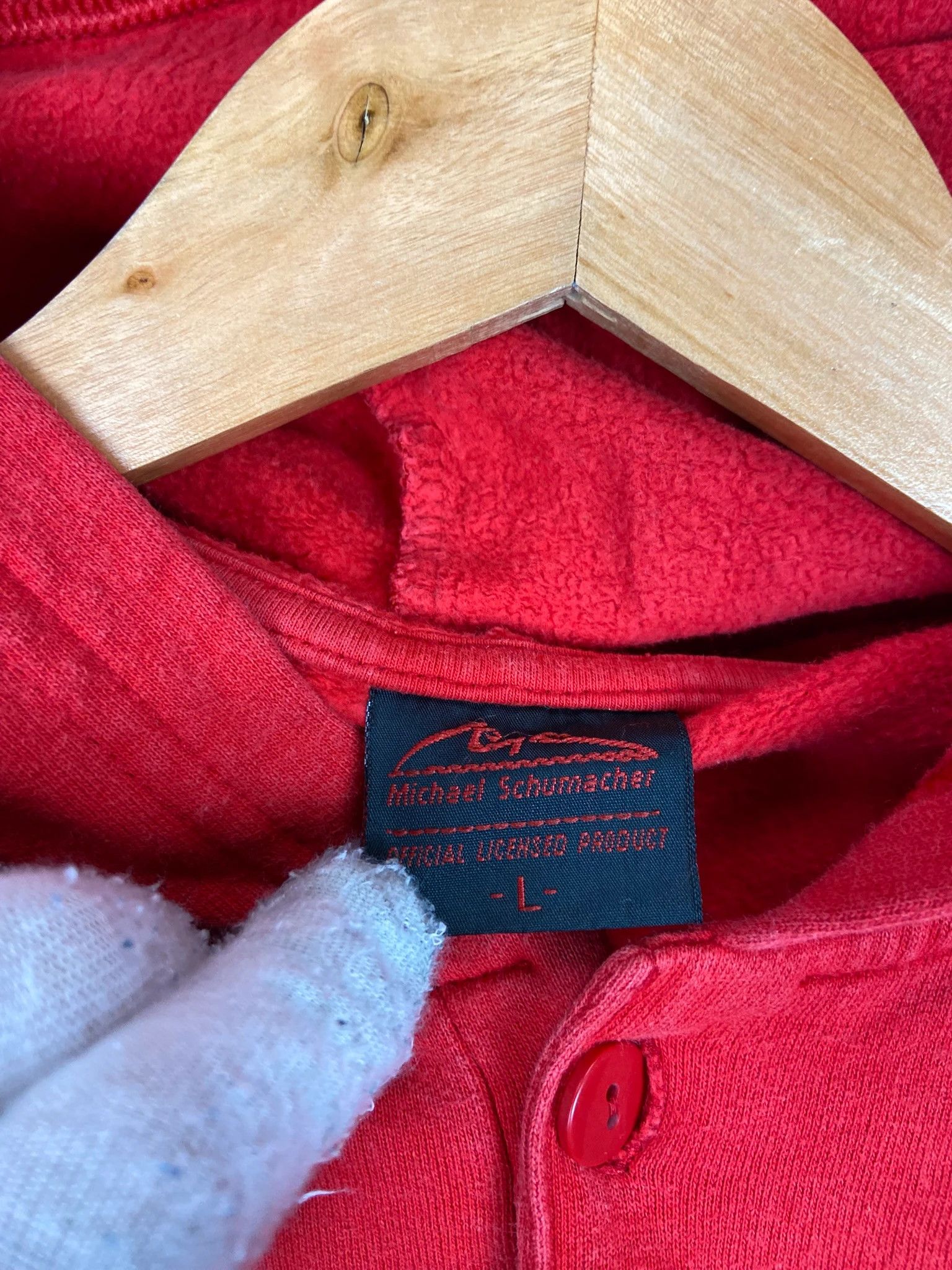 Formula 1 Bluza Schumacher F1 czerwony hoodie spellout vintage 2003 L Size US L / EU 52-54 / 3 - 5 Thumbnail
