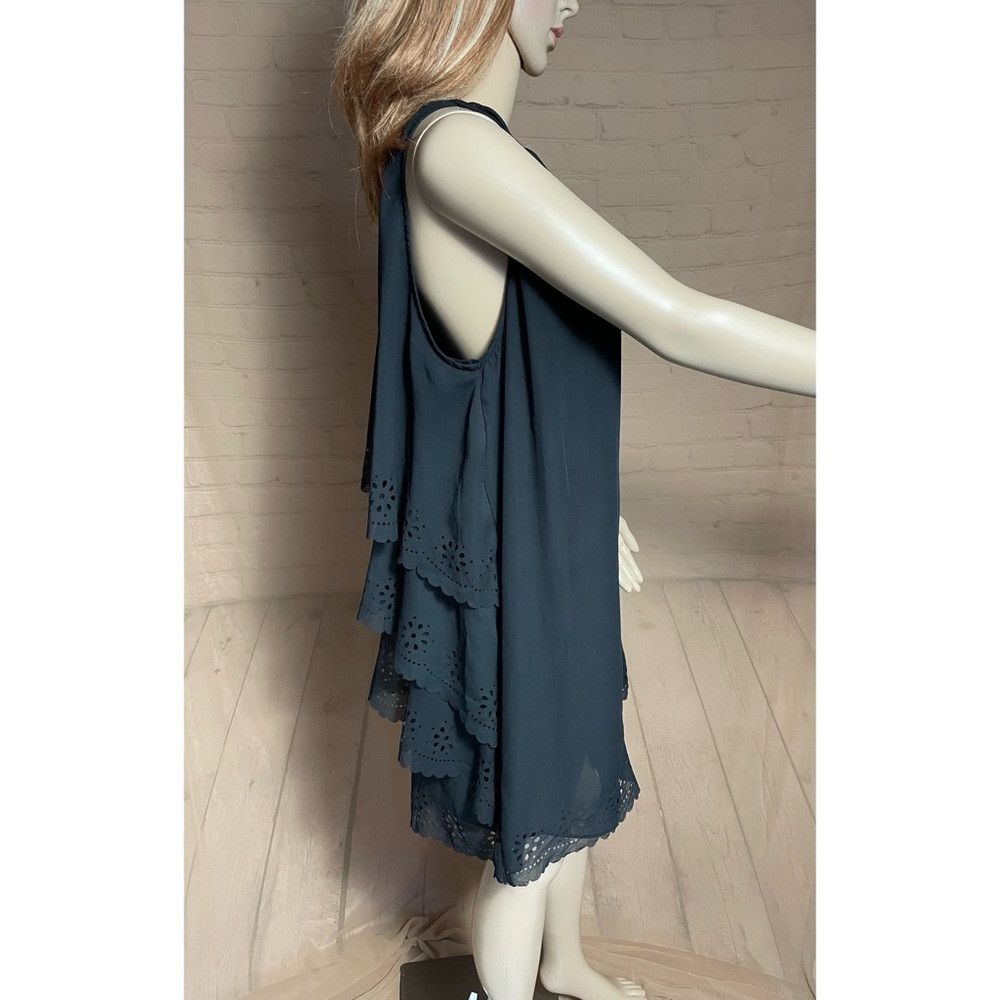 Other Ark & Co Black Sleeveless Laser Cut Back Ruffle Mini Dress Size L / US 10 / IT 46 - 2 Thumbnail