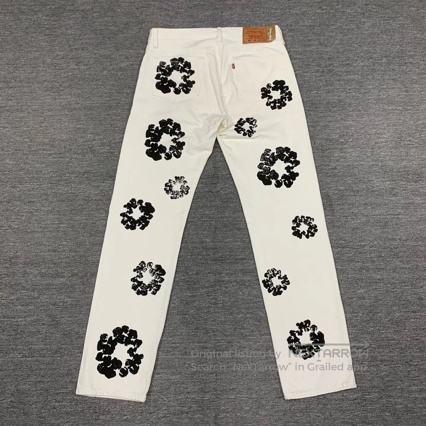 Levi's denim tears x levis white flower pants. Size 33" - 2 Thumbnail