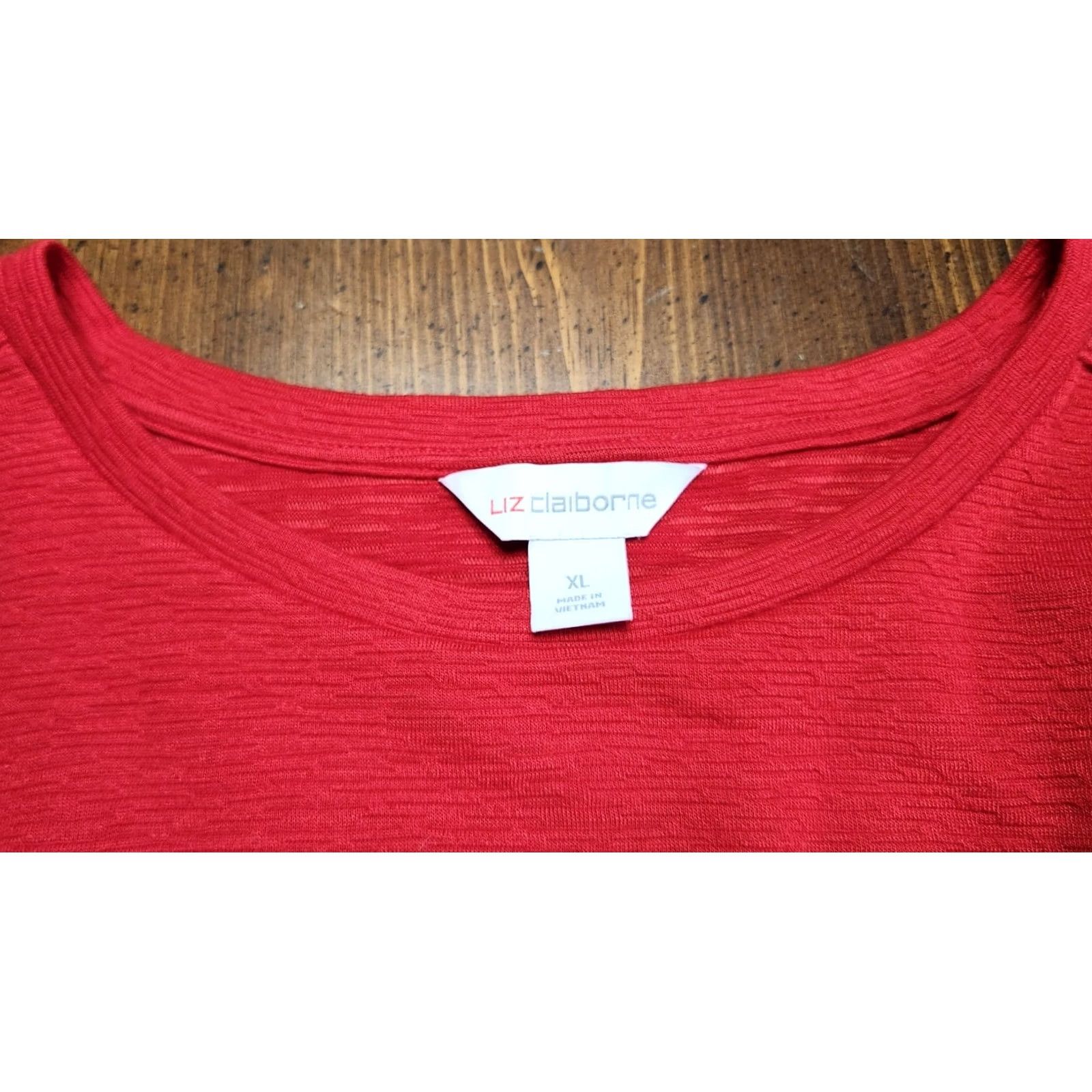 Liz Claiborne Liz Claiborne Women’s Top XL Red 3/4 Sleeve Loop Knot Pullover Shirt Size XL / US 12-14 / IT 48-50 - 3 Thumbnail