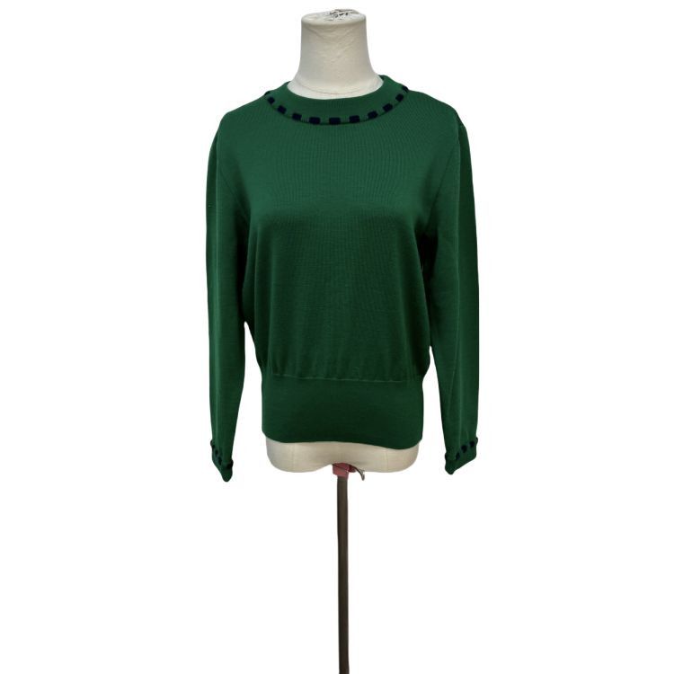 Yves Saint Laurent Yves Saint Laurent Green Wool Knit Sweater Size M Size US M / EU 48-50 / 2 - 1 Thumbnail