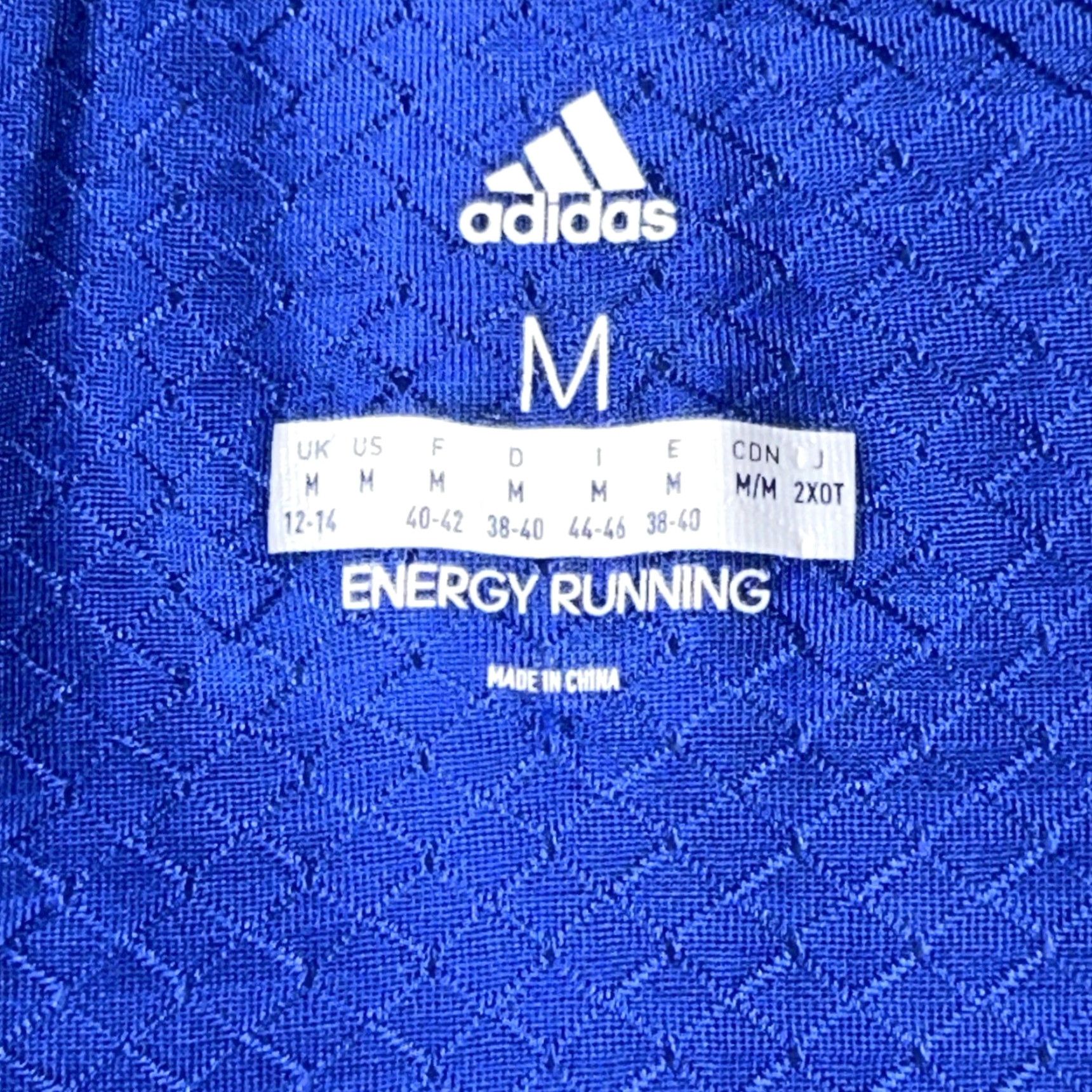 Adidas Jacket Windbreaker Geometric Full Zip Blue M Womens Running Activewear Vented Pocket Windbreaker