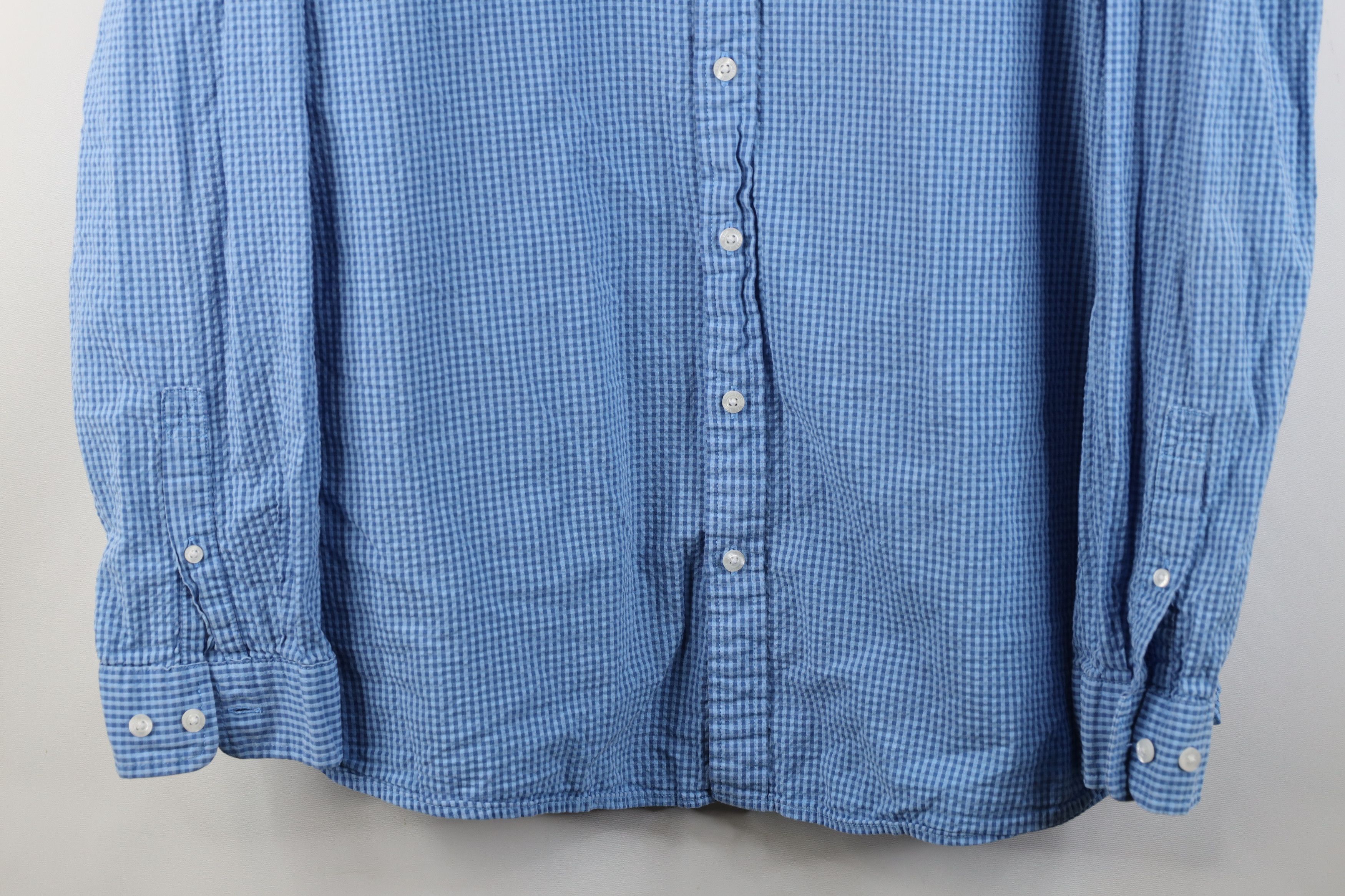 L.L. Bean Vintage LL Bean Collared Button Down Shirt Blue Plaid Size US XL / EU 56 / 4 - 3 Thumbnail