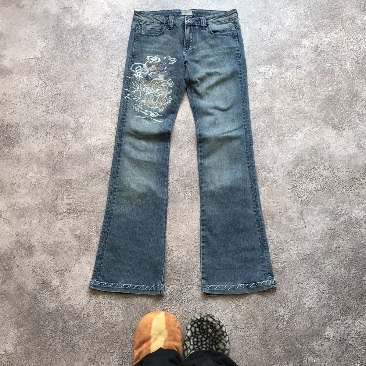 Vintage Vintage 90s Distressed Flared Jeans Low Rise Grunge Y2K 26 Size 26" / US 2 / IT 38 - 2 Thumbnail