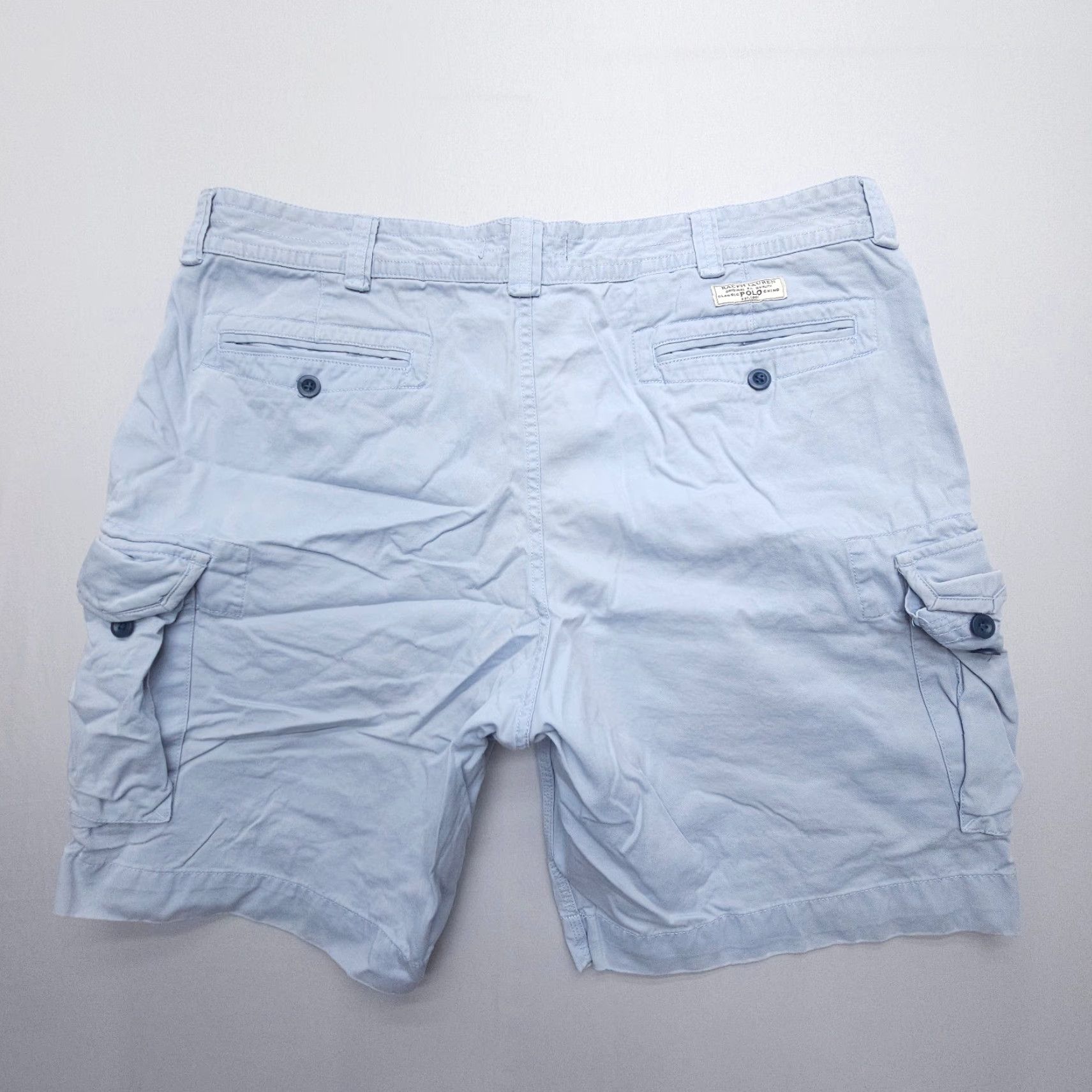 Polo Ralph Lauren Polo Ralph Lauren Cargo Shorts Mens 42 Light Blue 100% Cotton Cargo Pocket Regular Mid 42 in Inseam 10 in Blue Casual Workwear Shorts Mens Size US XL / EU 56 / 4 - 2 Thumbnail