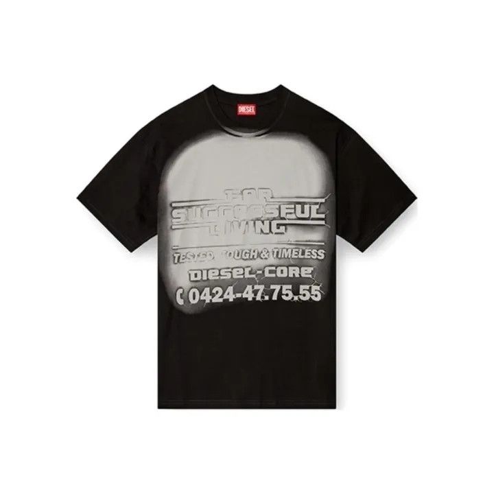 Diesel Diesel Black Graphic Print Short Sleeve T-Shirt 0079 Size US S / EU 44-46 / 1 - 1 Thumbnail