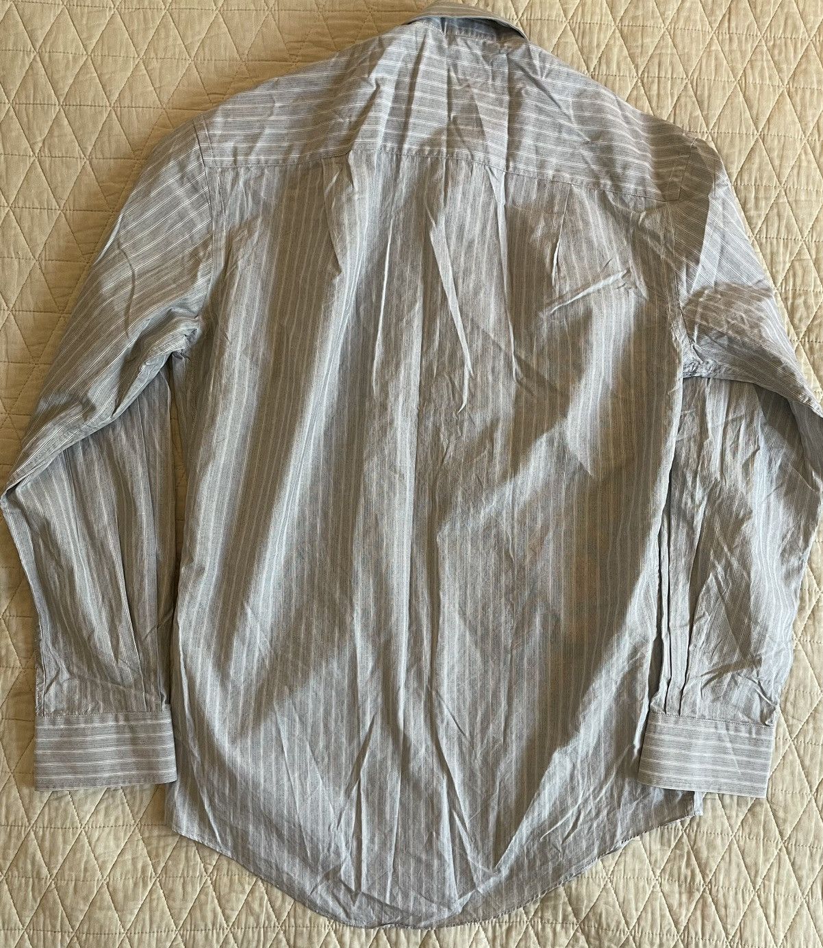 Ermenegildo Zegna × Vintage Spread Collar Subtle Stripe Print Dress Shirt Size US M / EU 48-50 / 2 - 5 Thumbnail