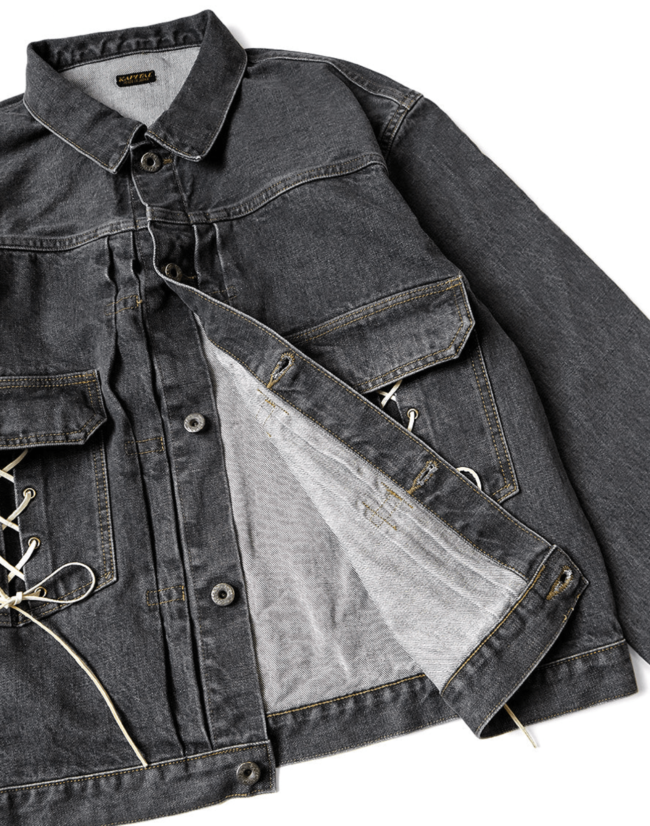 Kapital Kapital 14oz Black Denim Lace-Up Jacket Size US L / EU 52-54 / 3 - 2 Thumbnail