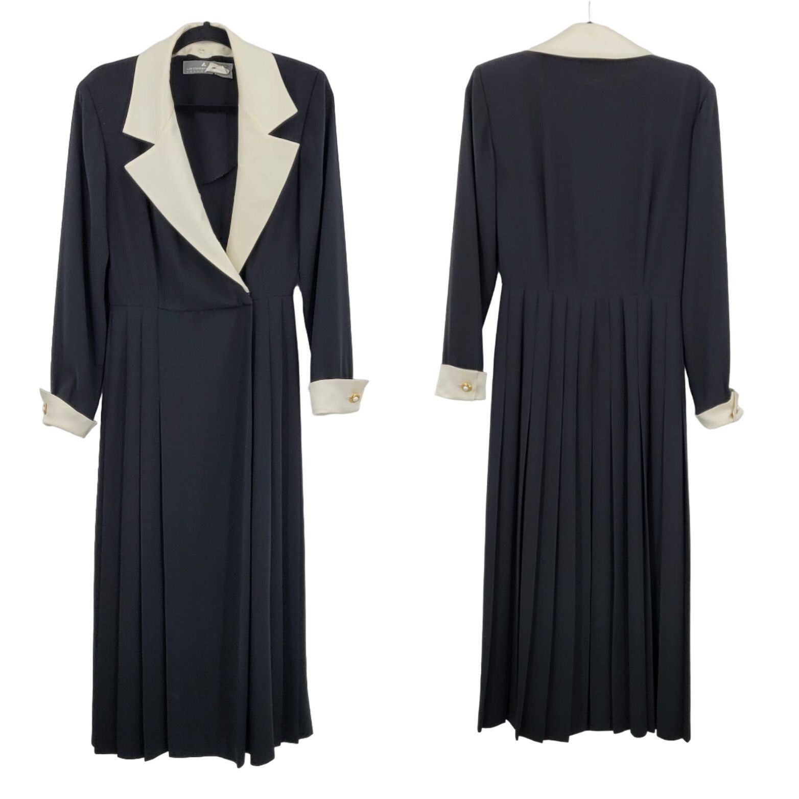 90s Liz Claiborne Modest Maxi Dress XS Black Pleated Puritan