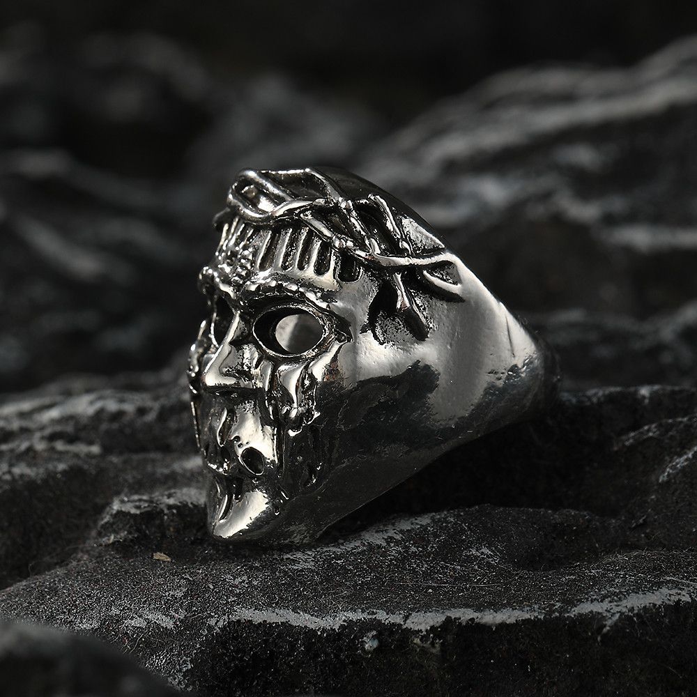 Jewelry Resizable Retro Domineering Punk Skull Mask Ring Size ONE SIZE - 3 Thumbnail