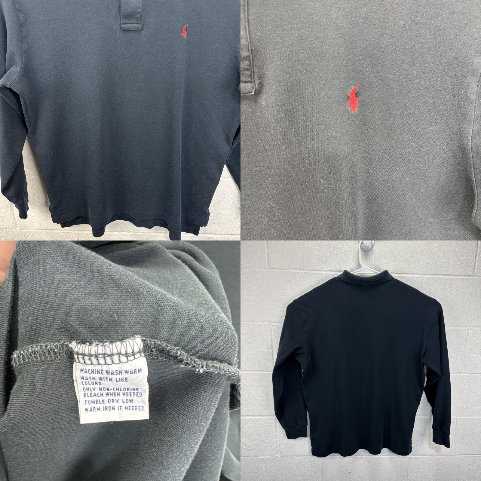 Ralph Lauren VINTAGE Polo Ralph Lauren Long Sleeve Polo Shirt Black Mens XL Red Pony Button Size US XL / EU 56 / 4 - 8 Thumbnail