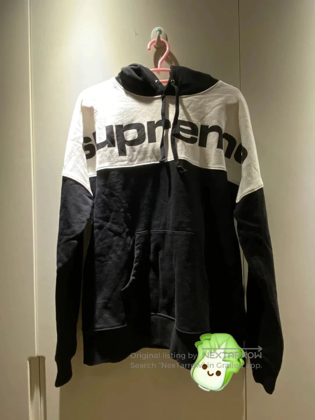 Supreme Black and White Logo Hoodie.