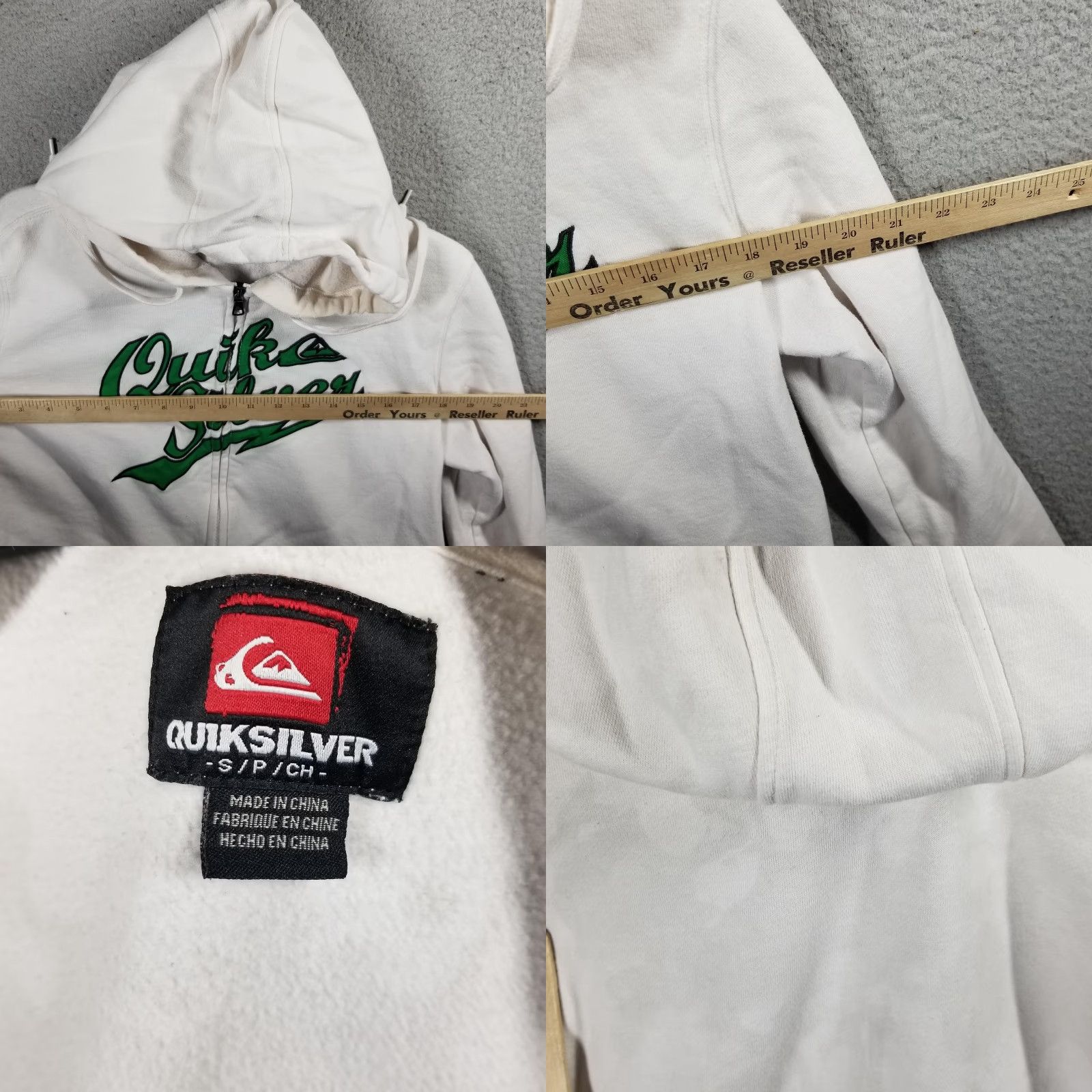 Quiksilver Quiksilver Hoodie Mens Small White Full Zip Green Spell Out Skate Surfer Jacket Size US S / EU 44-46 / 1 - 8 Thumbnail