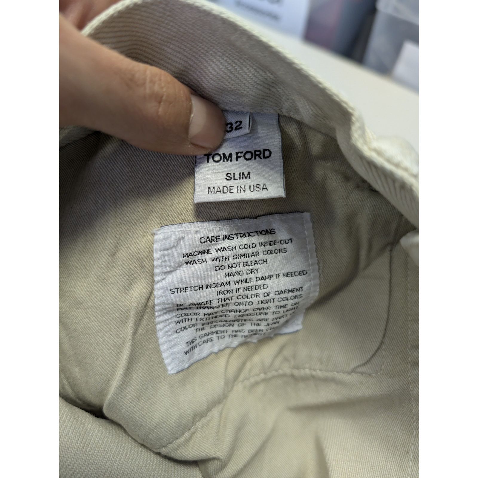 Tom Ford o1rshd1 Slim-Fit Cotton Denim Jeans in Beige Size US 32 / EU 48 - 17 Thumbnail