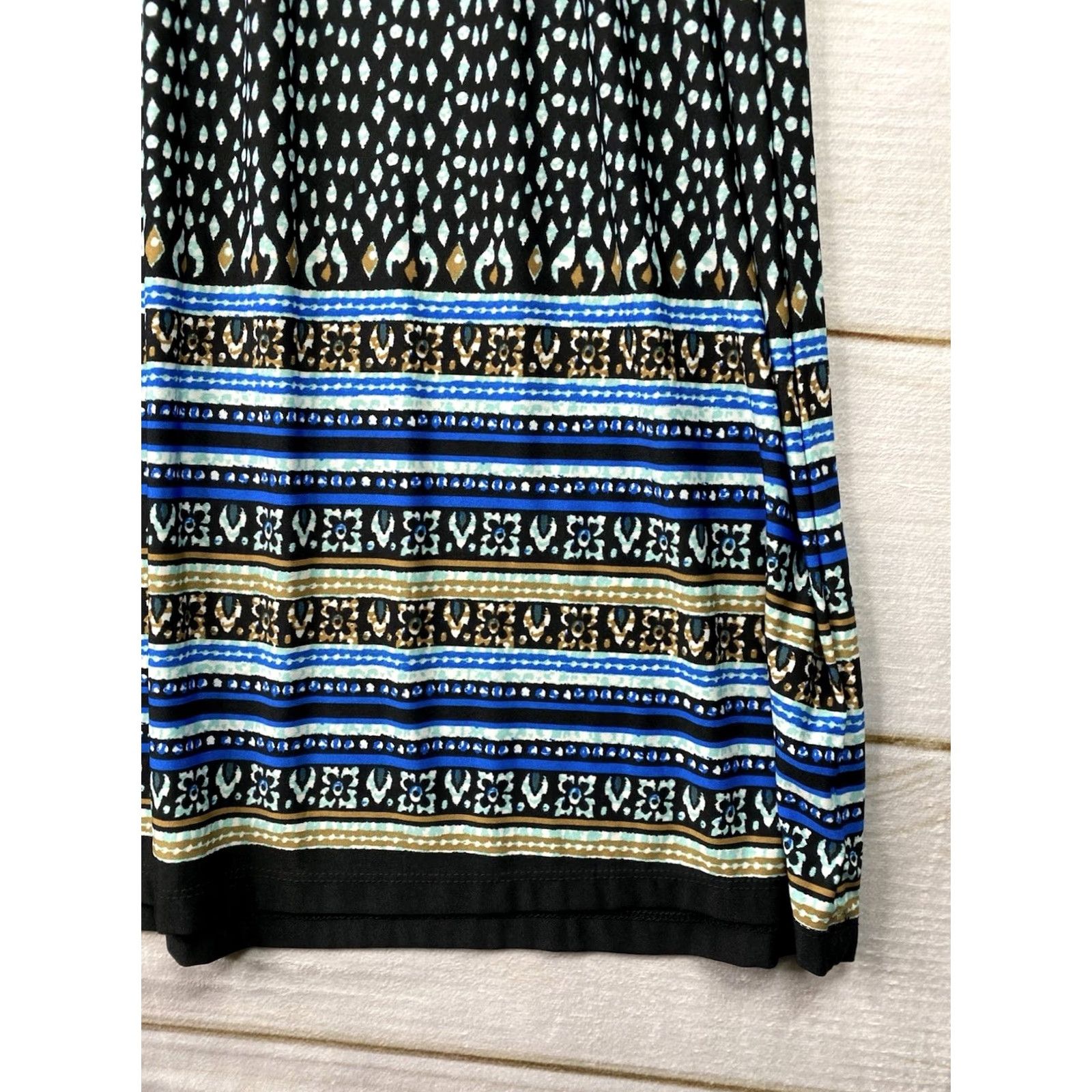Vintage Vtg Anthony Richards Maxi Skirt 2X Black Blue Stripes Elastic Waist Jersey Skirt Womens 90s Vintage Theme 90s Size XXL / US 16-18 / IT 52-54 - 2 Thumbnail