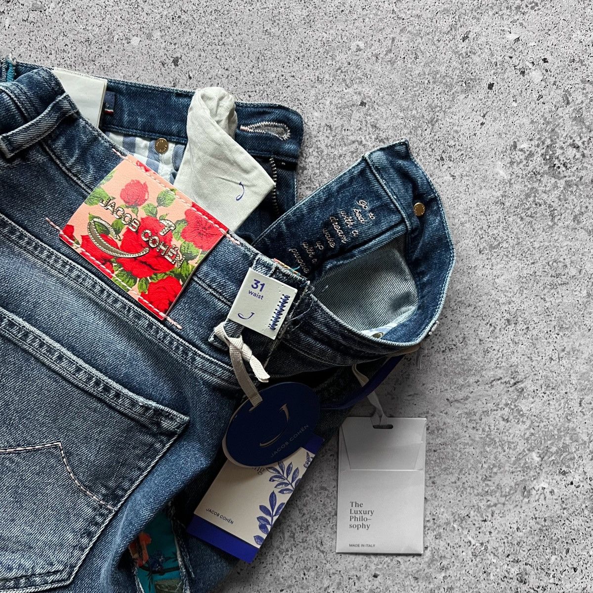 Jacob Cohen Jacob Cohen NWT Womens Blue Premium Karen Floral Jeans Size 34" / US 12 / IT 48 - 7 Thumbnail