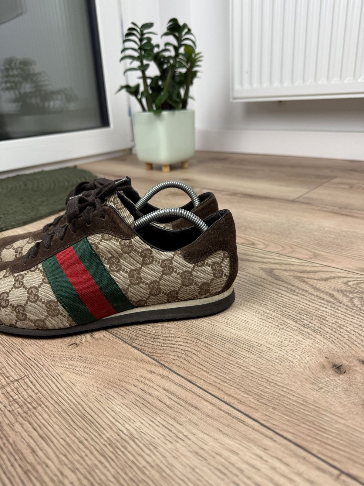 Gucci Gucci Shoes Monogram Logo GG Leather Canvas Sneakers Brown Size US 8 / EU 41 - 4 Thumbnail
