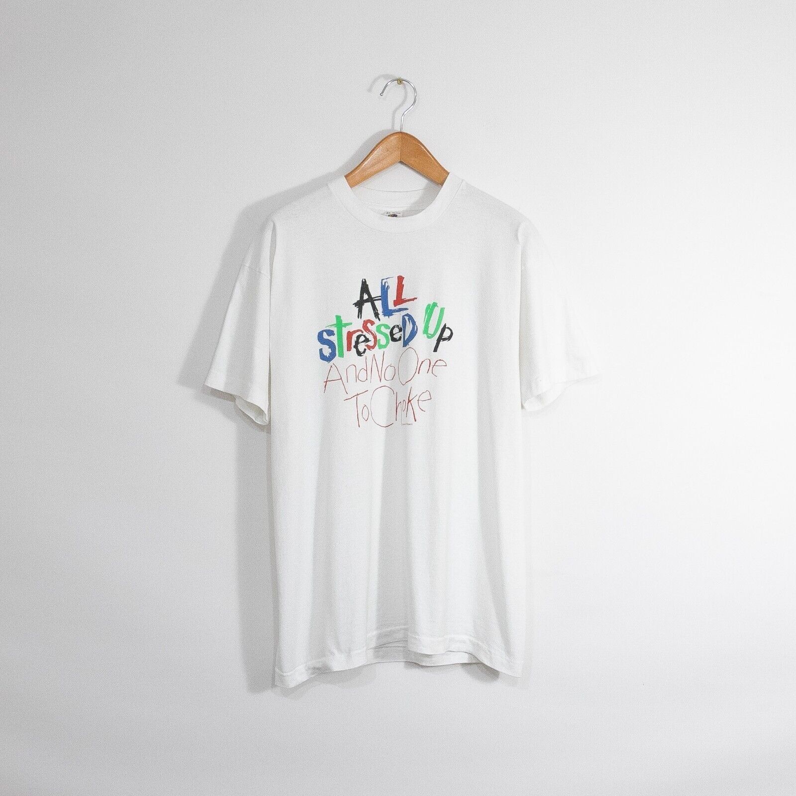 Vintage Vintage 90s All Stressed Up T Shirt XL - Funny Humor Edgy Size US XL / EU 56 / 4 - 1 Thumbnail