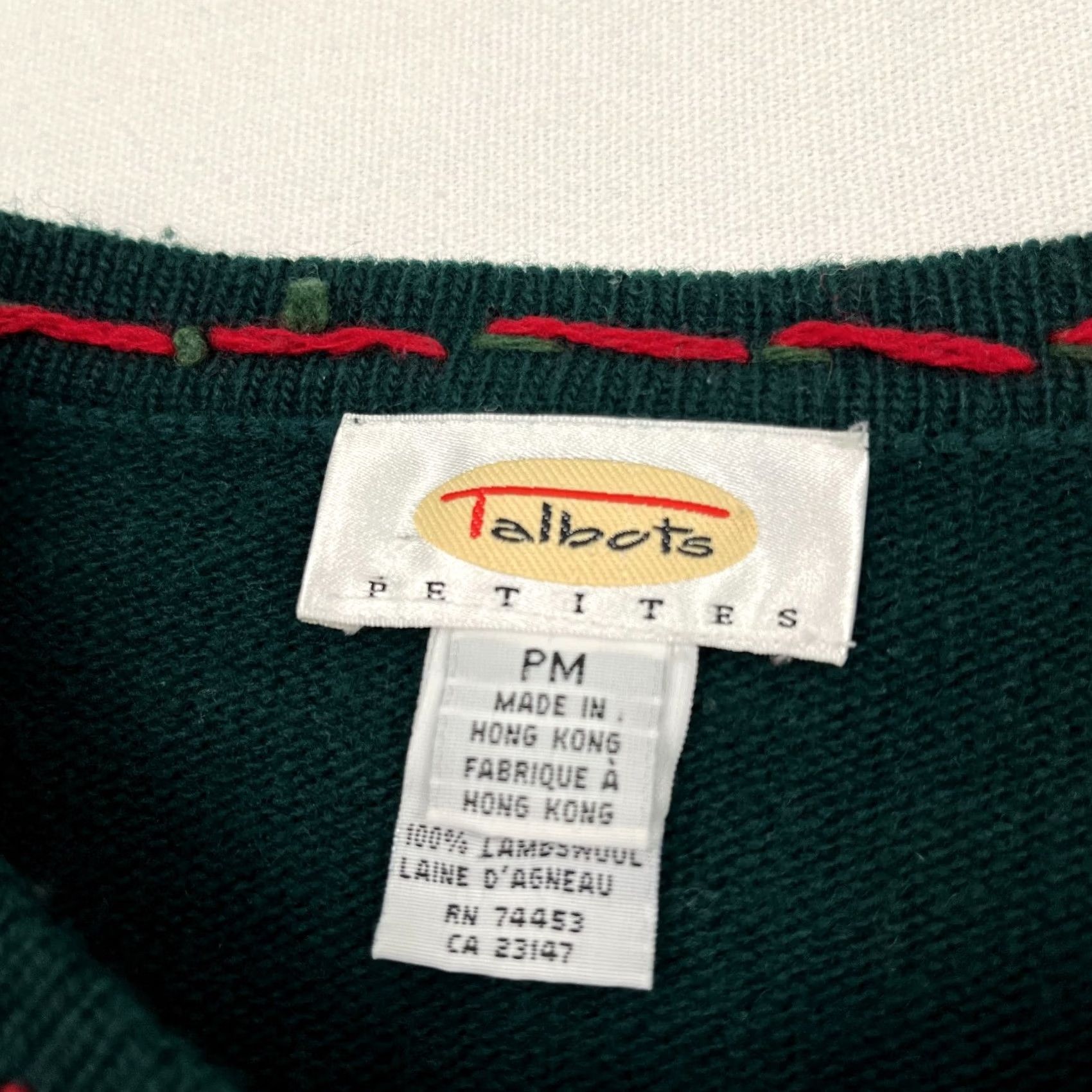 Talbots VTG Talbots Cardigan Sweater Womens PM Green Wool Knit Christmas 90s Santa Holiday Classic Ladies Mens? Size M / US 6-8 / IT 42-44 - 2 Thumbnail