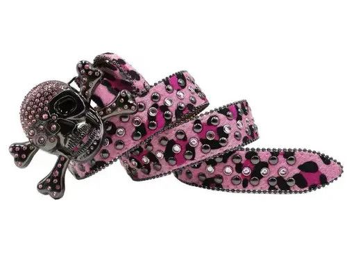 Other Atsuko x Misao Leopard skull Hot Rhinestone PU Leather Belt Size ONE SIZE - 4 Thumbnail