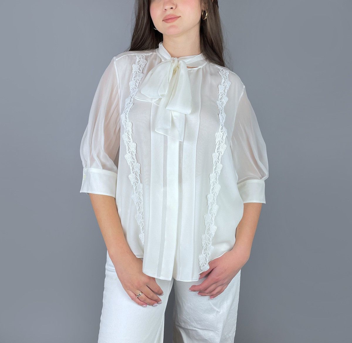 Chloe Chloé Scarf Neck Silk 3/4 Sleeves Shirt Size 44 RRP 1300$ Size L / US 10 / IT 46 - 1 Thumbnail