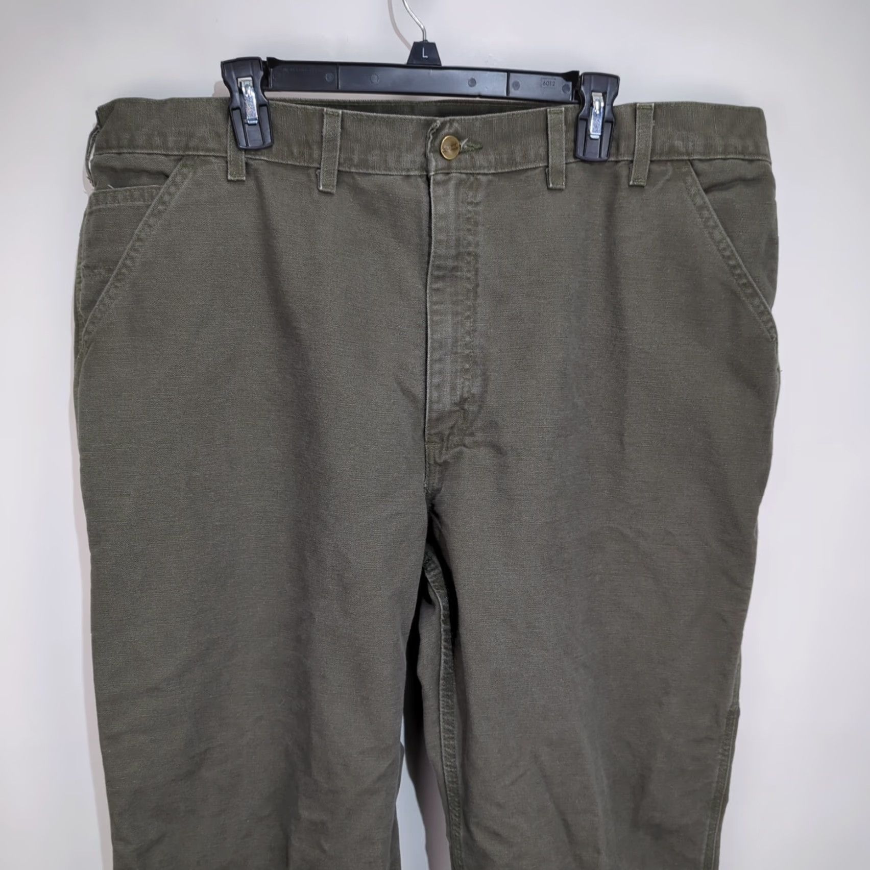 Carhartt Carhartt Work Pants Carpenter 44x30 Green | Men's Regular Bootcut 5-Pocket Canvas Trousers Vintage B11 Size US 44 / EU 60 - 2 Thumbnail
