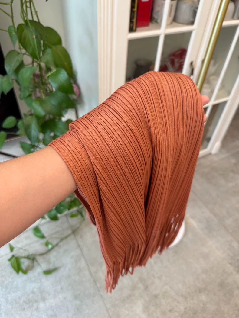 Issey Miyake Issey Miyake size:5 Orange fringed pleated skirt Size 31" - 7 Thumbnail