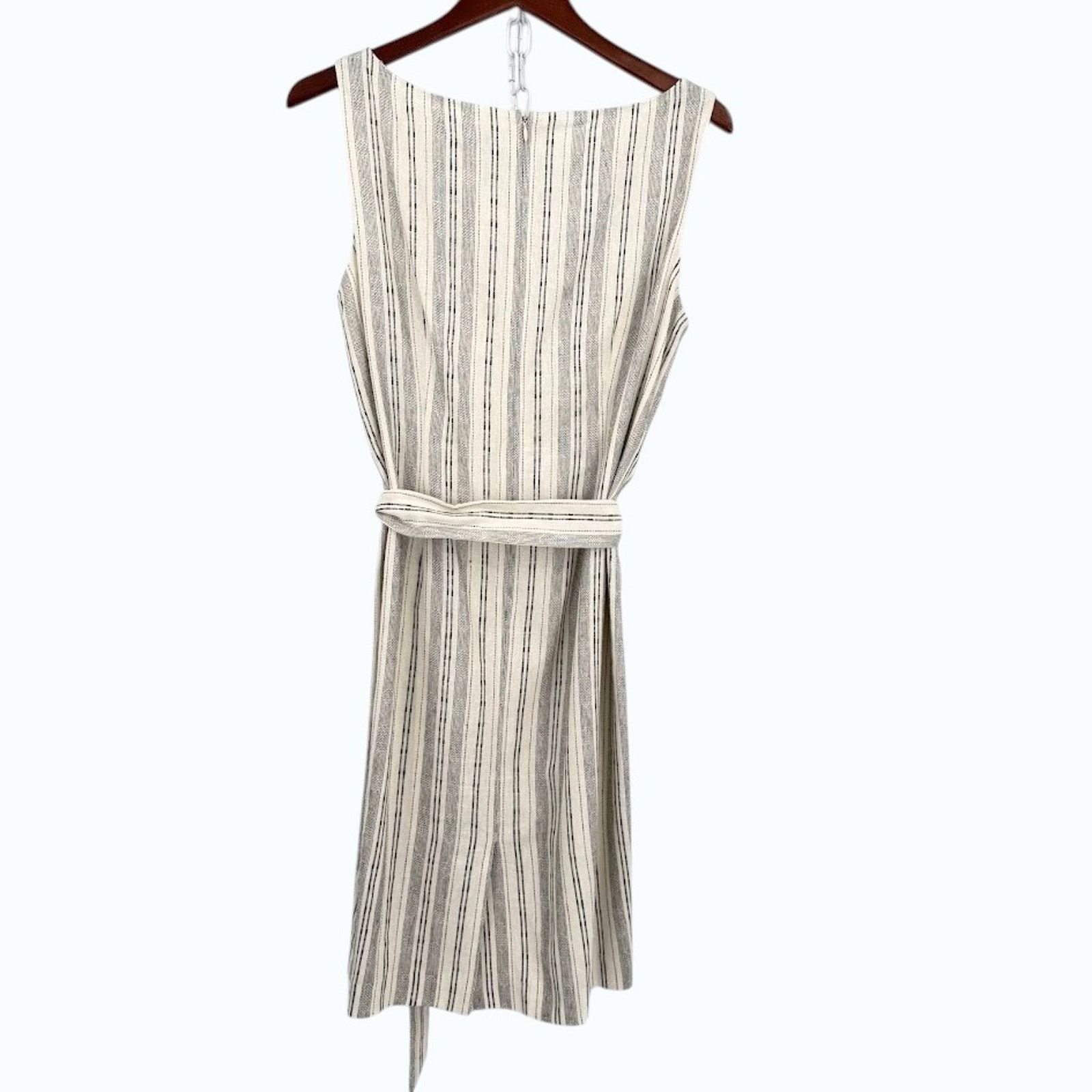 Kasper Kasper Striped Sleeveless Dress Womens SZ 12 Belted Size M / US 6-8 / IT 42-44 - 2 Thumbnail
