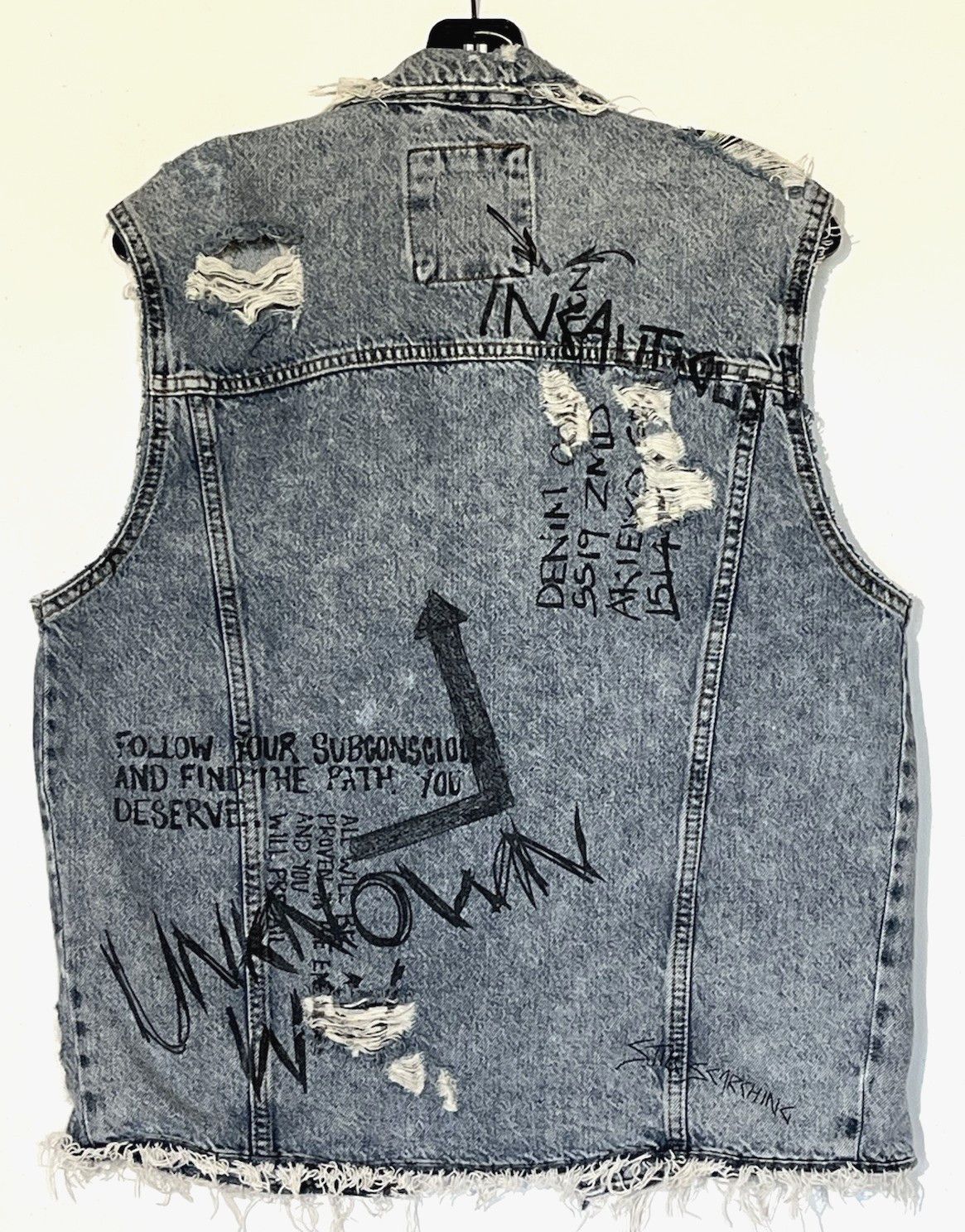 Other Zara Distressed Denim Graffiti Jean Sleeveless Jacket Vest Size US S / EU 44-46 / 1 - 4 Thumbnail