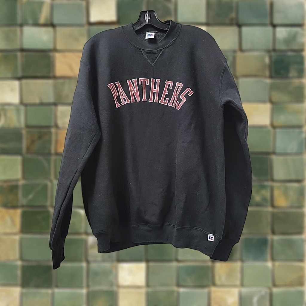 Russell Athletic VINTAGE Russell Athletic Sweatshirt Crew Neck Black XL Men 90s Panthers Crewneck Distressed Long Sleeve Size US XL / EU 56 / 4 - 1 Thumbnail