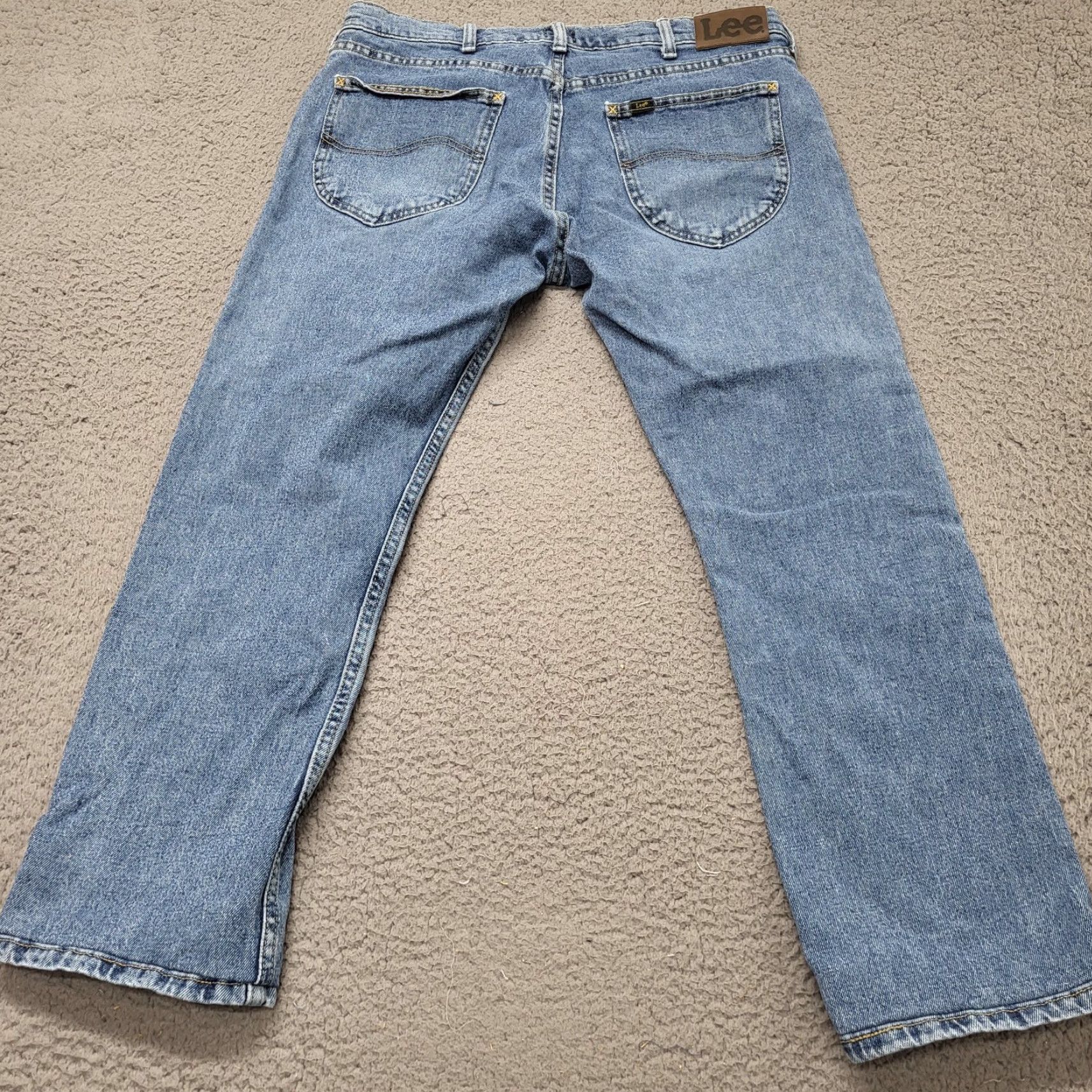 Lee Lee Jeans Men Slim Fit 34x30 Blue Denim Modern Series Straight Leg Jeans 90s USA Logo Mens Size US 34 / EU 50 - 2 Thumbnail