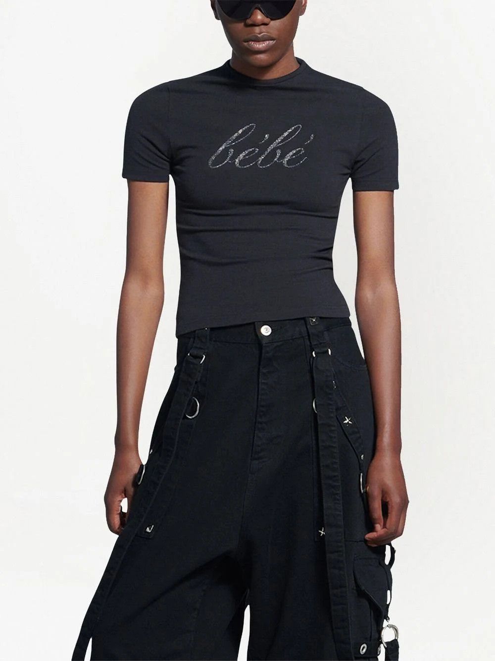 Balenciaga o1s1wg110824 Bébé Stretch Top in Black Size XL / US 12-14 / IT 48-50 - 4 Thumbnail