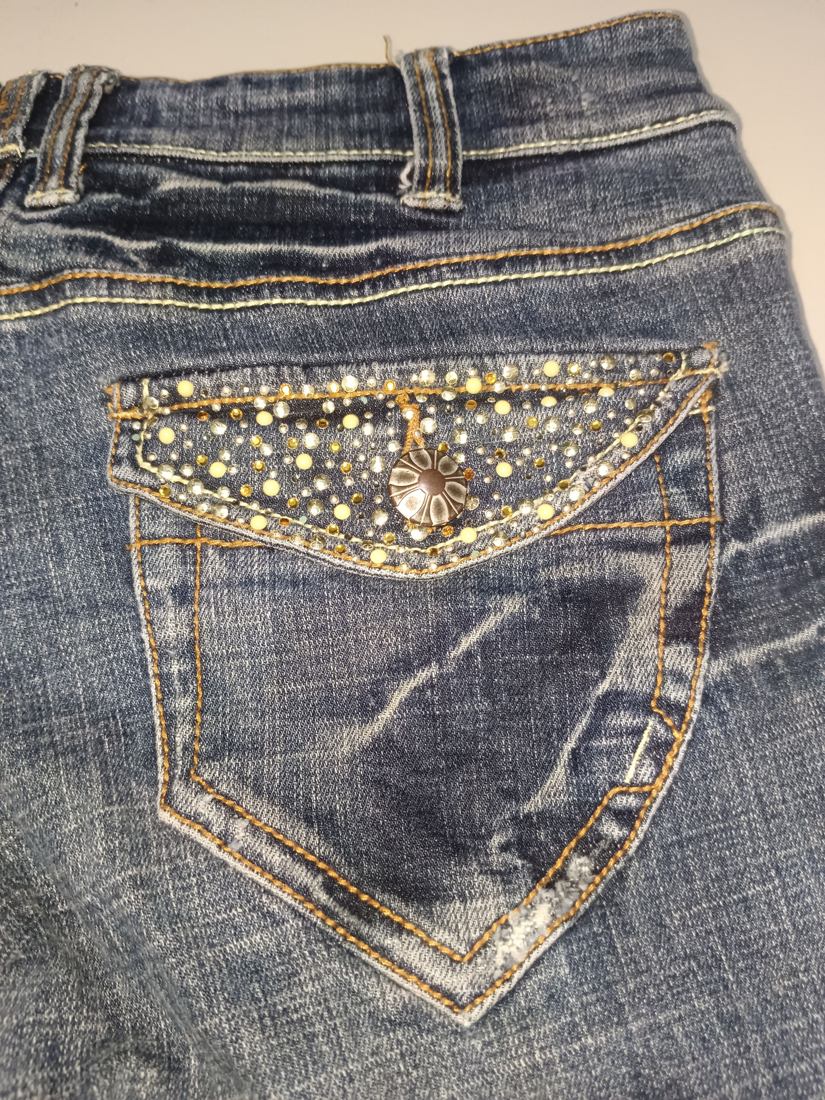 Japanese Brand Japanese Flare Jeans Crystal Goctic Punk Size US 29 - 2 Thumbnail